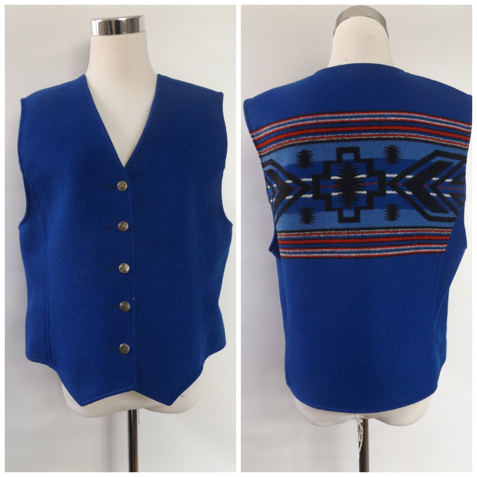 Vintage pendleton wool blanket vest men's size large Etsy