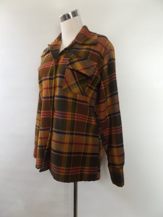 60s plaid chore jacket flannel size medium M - vi… - image 6