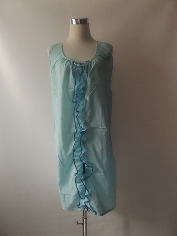 vintage 60s ruffled nightgown shirt dress, size s… - image 2