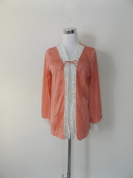 vintage 70s peach lace lingerie blouse - s/m - sh… - image 6