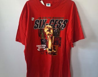 Maglietta vintage anni '90 Chicago Bulls Championship, stampa grafica Six-cess XL