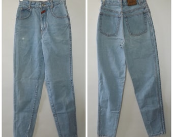 90s lawman high rise waisted jeans size 5 - vintage light stonewash cotton mom pants - high waisted trousers - 1990s worn in ladies denim