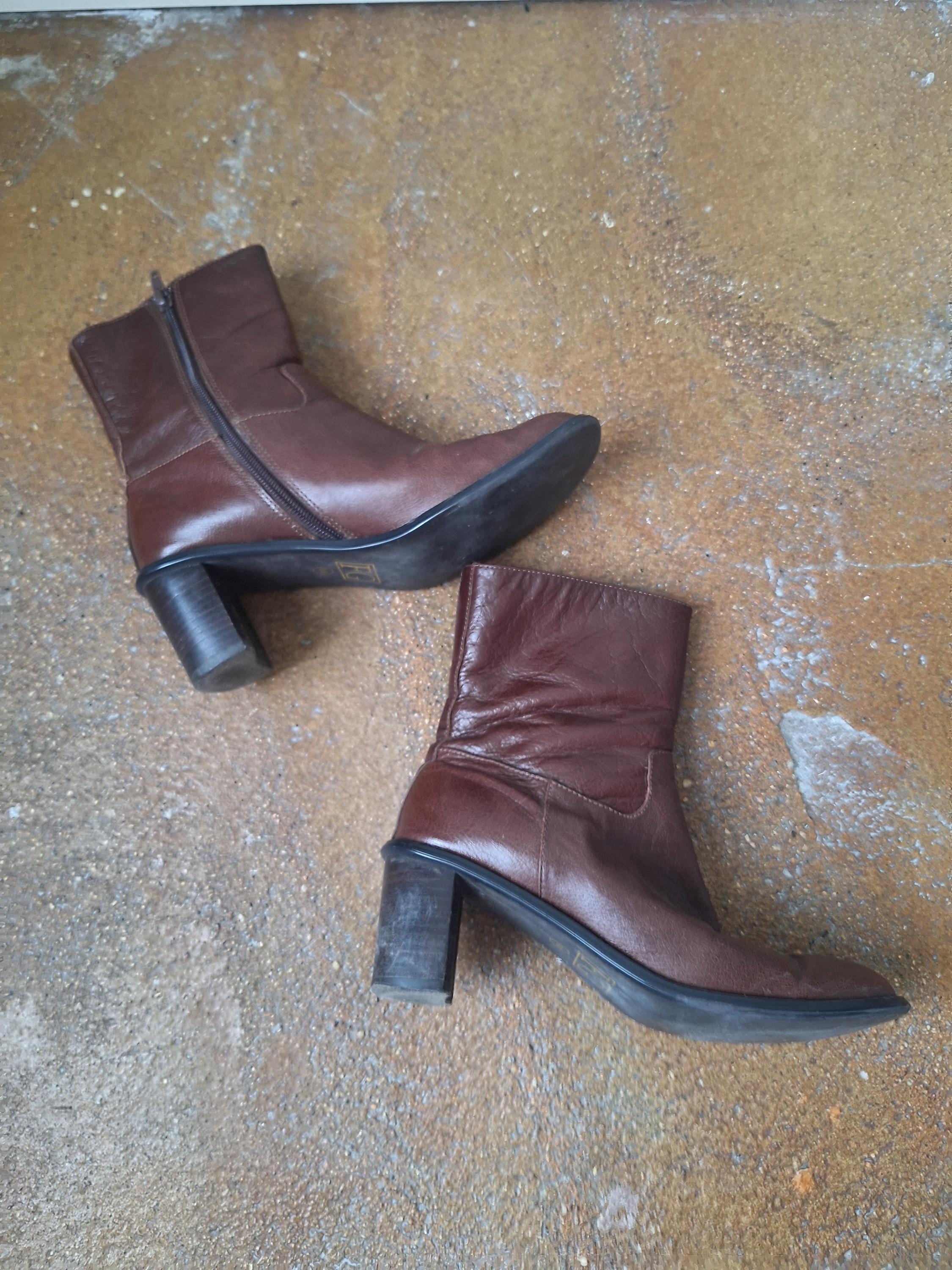 Tommy Hilfiger 90s Chunky Square Toe Boots Retro 90s Y2K Black