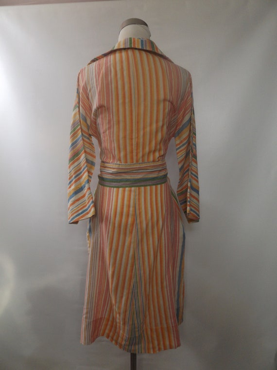 70s rainbow stripe tunic dress, small XS, lightwe… - image 8