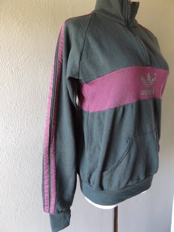 adidas trefoil pullover jumper - vintage 80s gray… - image 3