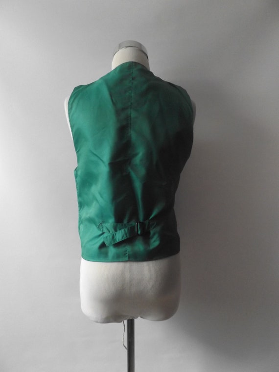 vintage 80s Kelly green suede leather vest, mediu… - image 6