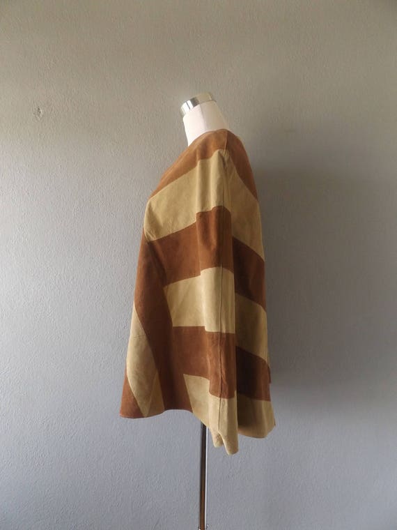 patchwork leather poncho | vintage 90s does 60s b… - image 3