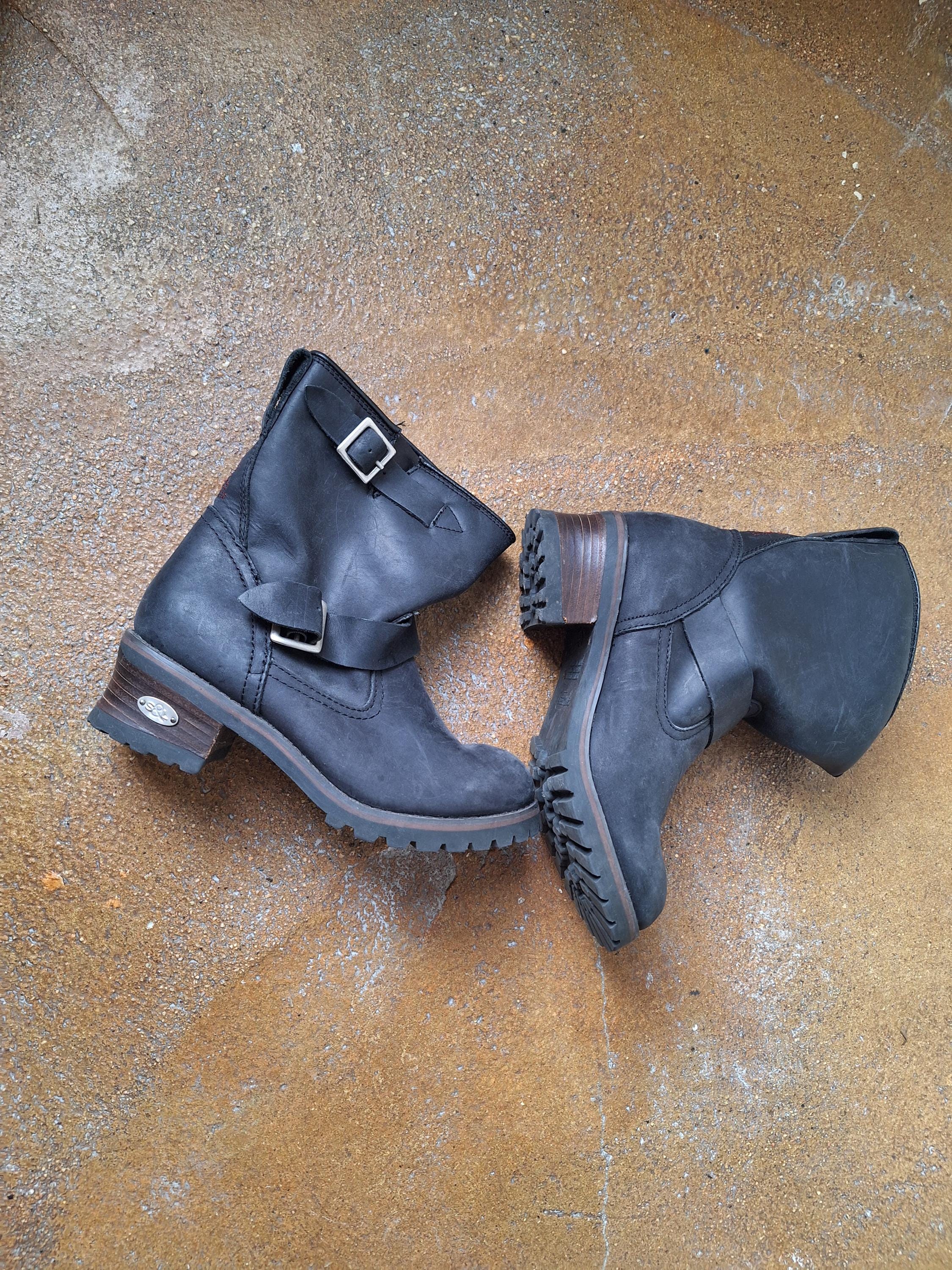 Vintage 90s Logger Grunge Leather Boots, Women's Size 7 1/2