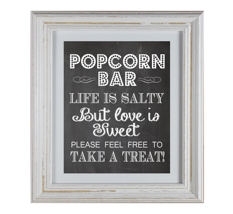 Popcorn Bar Chalkboard Sign DIY Printable Etsy