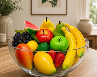 Artificial Fruit Bowl Decor, Fake Fruit Set, Realistic Kitchen Centerpiece, Dining Table Decoration, Home Staging, Faux Fruit Display