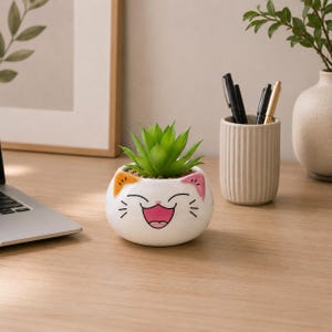 Cute Animal Ceramic Planter 8x8cm (3.15"), Mini Succulent Pot, Cactus Planter, Kawaii Plant Pot, Desk Decor, Gift