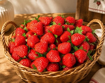 20 künstliche Erdbeeren, Deko-Erdbeeren, Dekorative Früchte, Küchendekoration, Restaurant-Requisiten, Lebensmittelattrappen