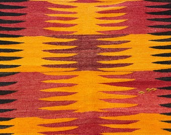 3x3 Vintage Square Kilim Rug, Wool Turkish Kilim, Handwoven Boho Rug