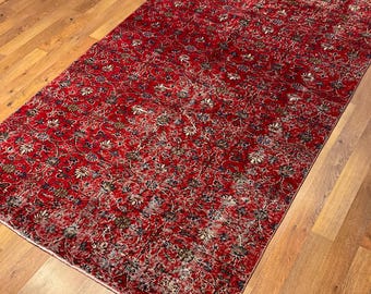 5x8 Vintage Rug, Turkish Rug, Red Anatolian Rug, Handmade Wool Medium Rug, Living Room Rug, Oushak Rug