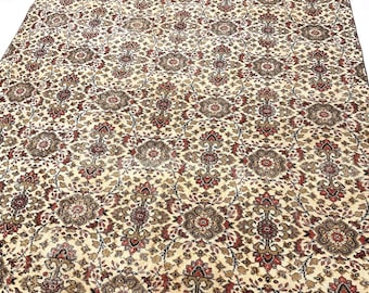 Handgemaakt Turks wollen tapijt met bloemenmotief, 7x10 voet, vintage Oushak-stijl tapijt