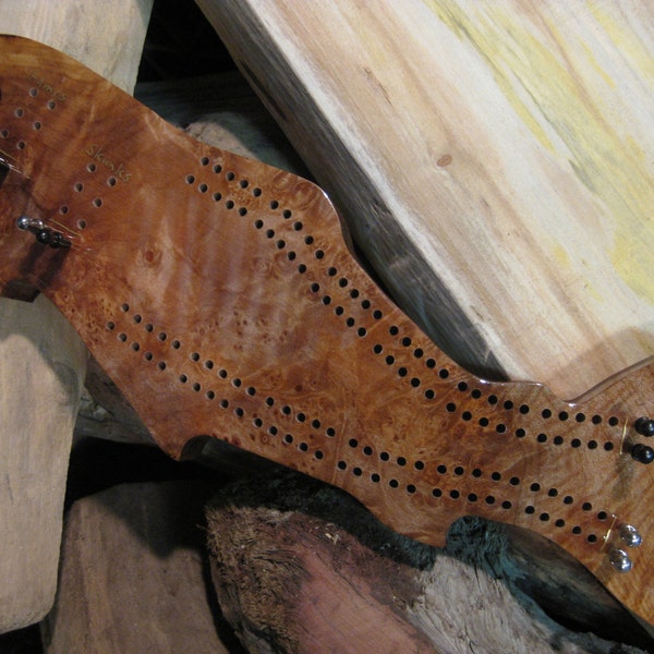 Maple Burl Fish Cribbage Board