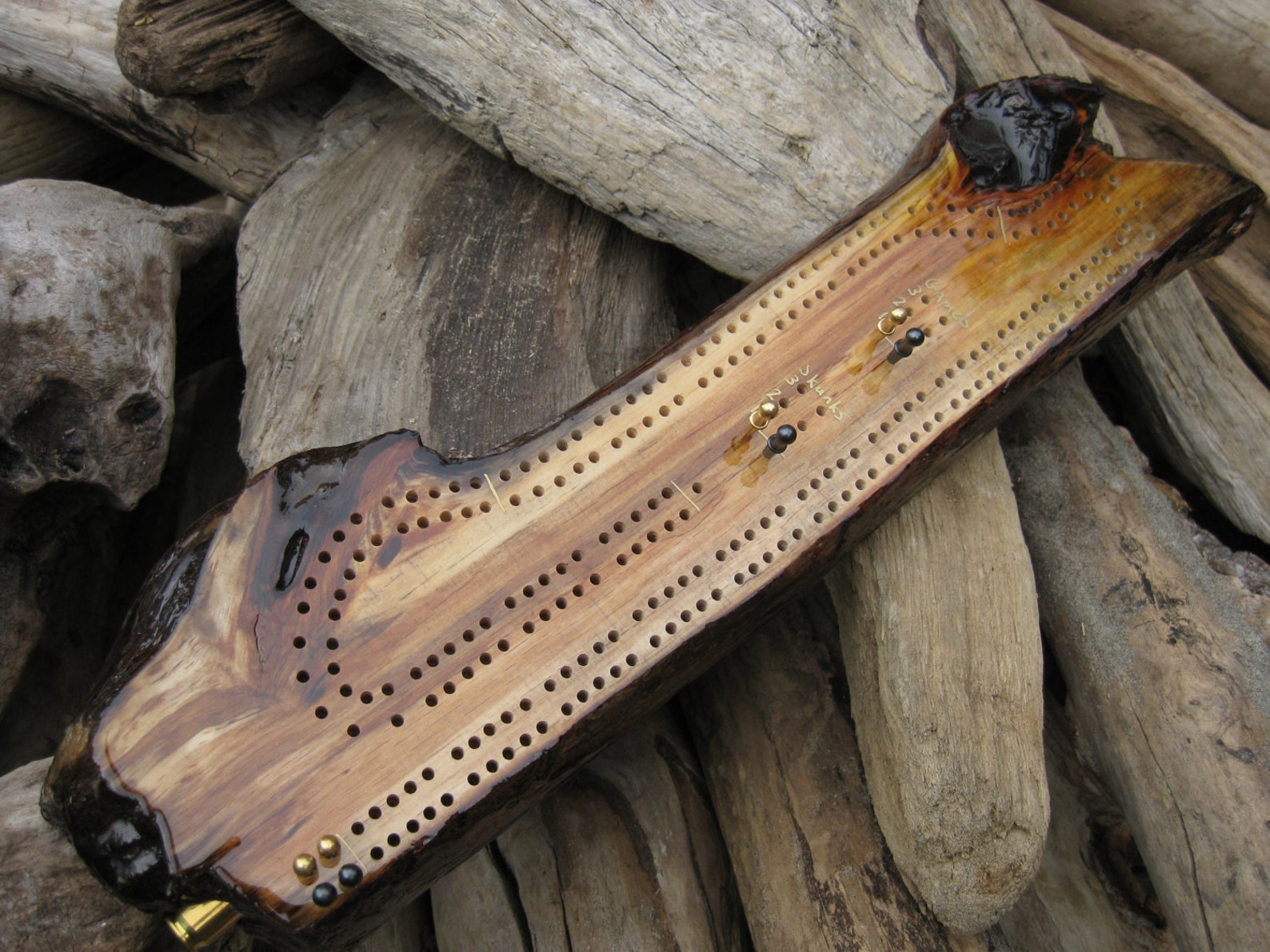 Driftwood Cribbage Board Etsy