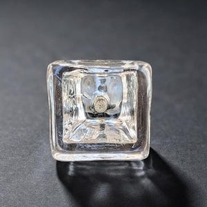 Vintage Swedish Clear Glass Cabinet Knob | 1960s Hand Blown Square Drawer Pull | Mid Century Scandinavian Hardware