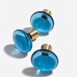 Vintage Swedish Turquoise Glass Cabinet Knob | 70s Blue Verrina Drawer Pull  | Mid-Century Furniture Hardware  | Scandinavian Kitchen Handle