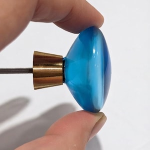 NOS Swedish Turquoise Glass Knob by Verrina Model 108M | Vintage 1970s Blue Cabinet Pull  | Mid-Century Hardware