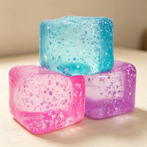 Colorful TPR Maltose Ice Block Squeeze Toy, Soft Sensory Stress Ball for Anxiety