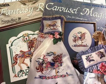 Vintage Carrouselpaarden & Fantasiekoninkrijk Kruissteekpatronen 5 boeken