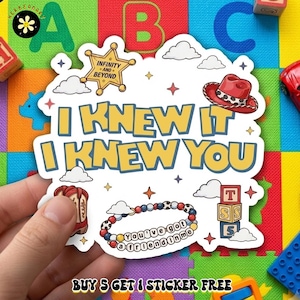 Retro Toy Story 5 Sticker/Magnet, I Knew It I Knew You Western Cowgirl Boots Friendship Bracelet Sticker, Disney Tay Story Sticker image 1