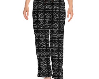 Totenkopf & gekreuzte Äxte Muster-Pyjama-Hose | Schwarzer All-Over Print