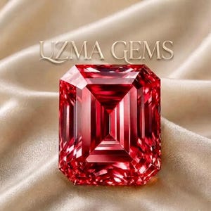 8+ karat smaragdslipad livfull naturlig röd diamant vacker ädelsten VVS1 hög briljans för smyckesdesign.
