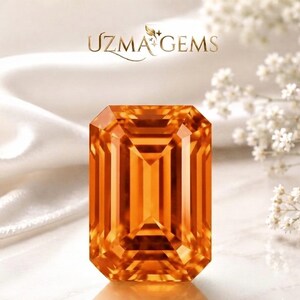 3+ Carat Orange Emerald Cut Diamond  | Bold Square Brilliance.