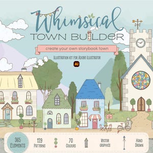 Whimsical Town Builder Kit | Scene creator | Hand Drawn Vector Clipart for Illustrator (Commercial Use)