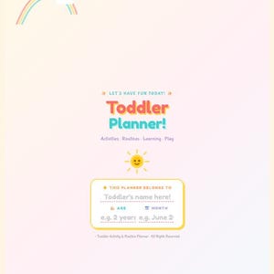 Toddler Activity Planner Printable | Weekly Routine Chart | Star Chart Behavior Tracker | Learning Log | Instant Digital Download PDF