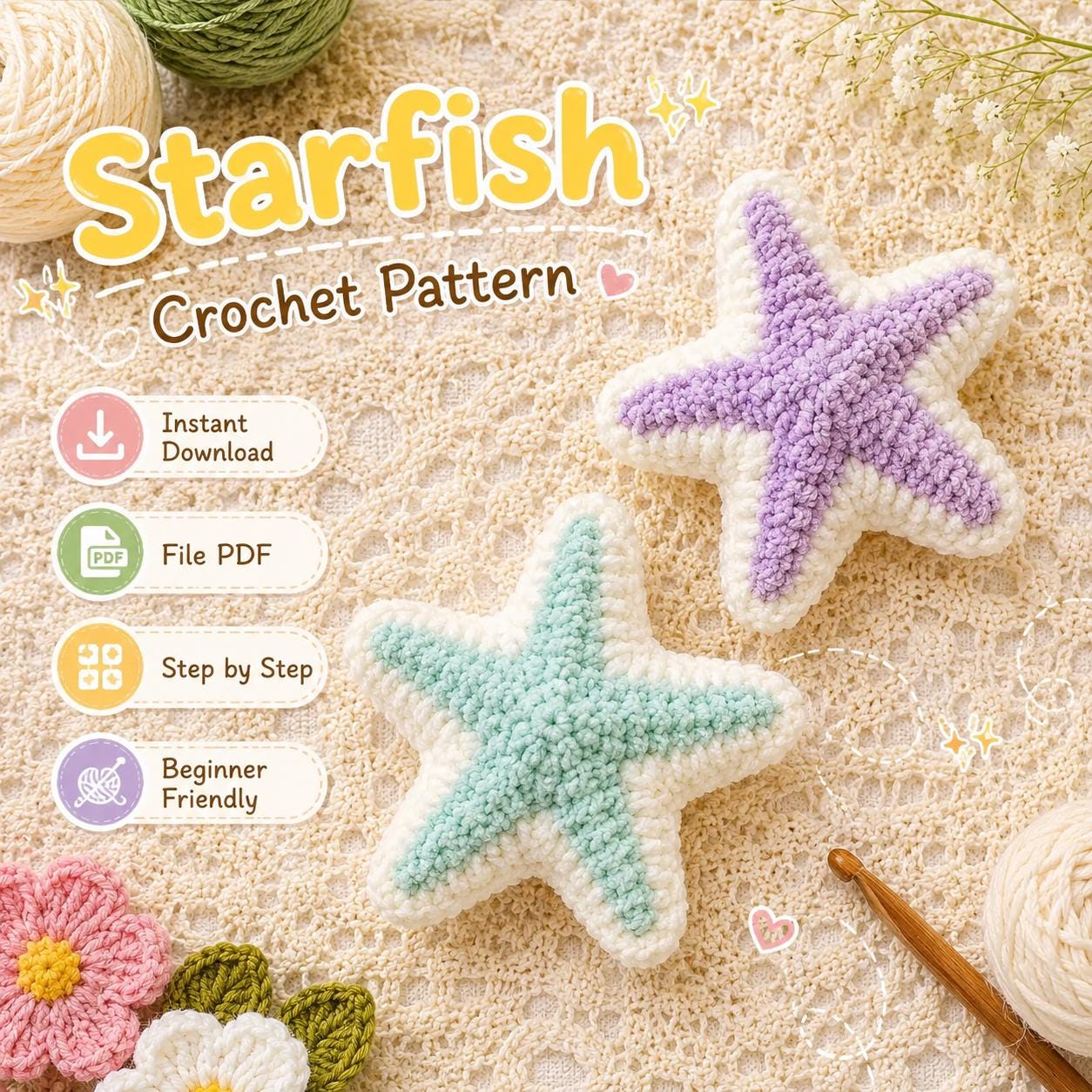 37 Starfish Crochet Patterns for Sea-Inspired Amigurumi, Plush, and Decor 35 Starfish Amigurumi Sea Star Keychain Tutorial Ocean