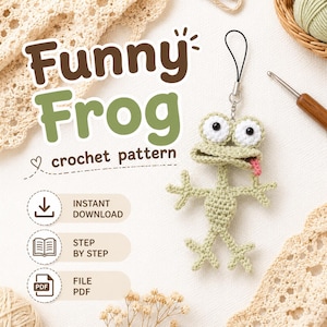 Funny Frog Crochet Pattern PDF | Derpy Amigurumi Animal Tutorial | Silly Toad Keychain | Goofy Bag Charm | Digital Download File