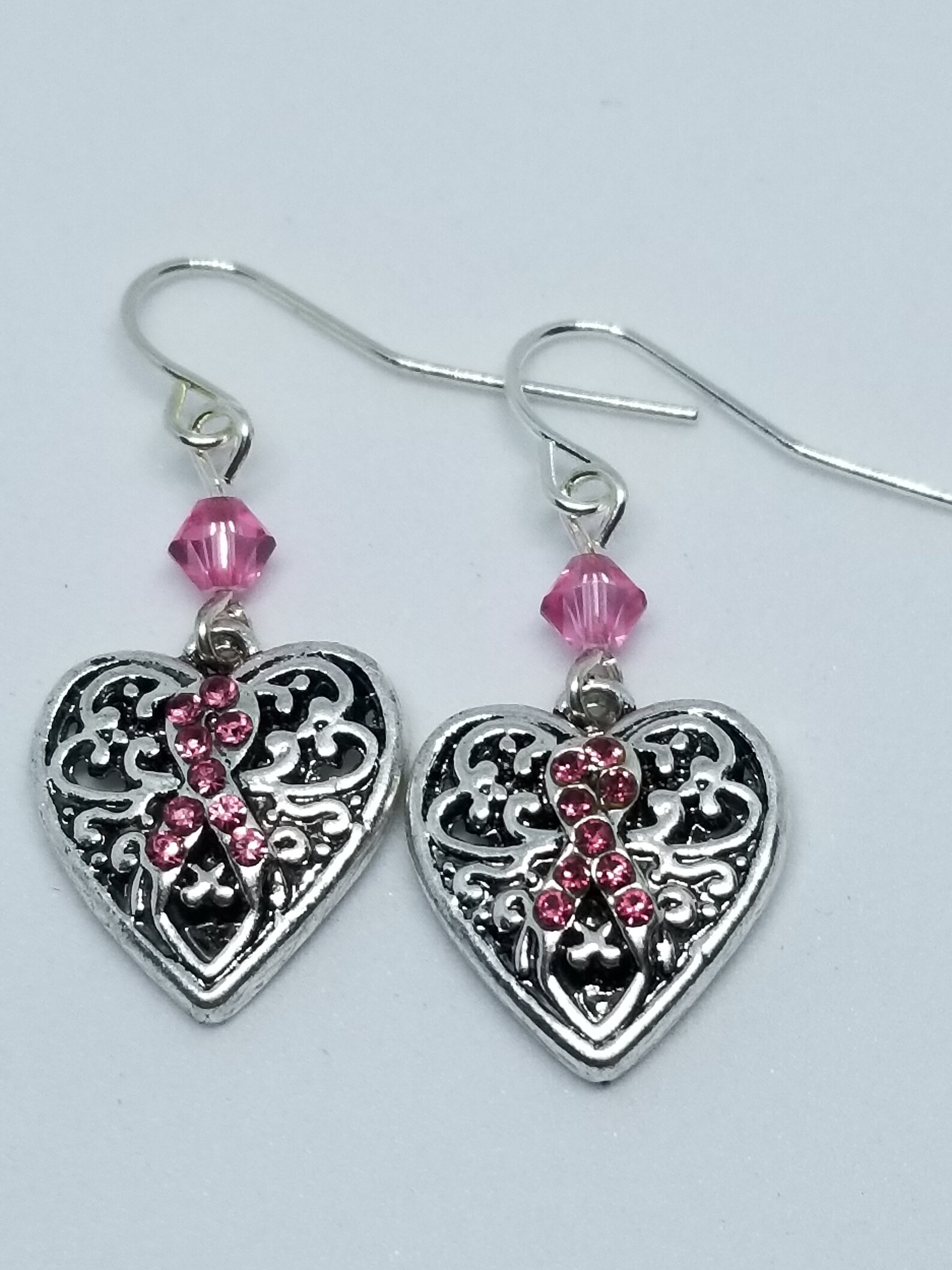 Breast Cancer Pink Ribbon Earrings, Nickel Free Earrings Etsy