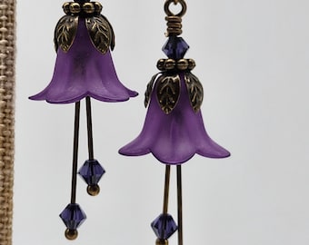 Lucite Bell Blume Kristall Ohrringe
