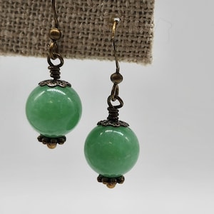 Light Green Jade Gemstone Drop Earrings, Jade Earrings