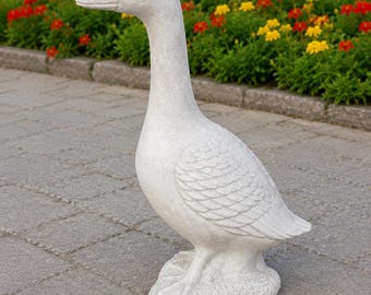 Large Cement Goose Sculpture - Farmhouse Duck Figurine for Outdoor Garden or Patio