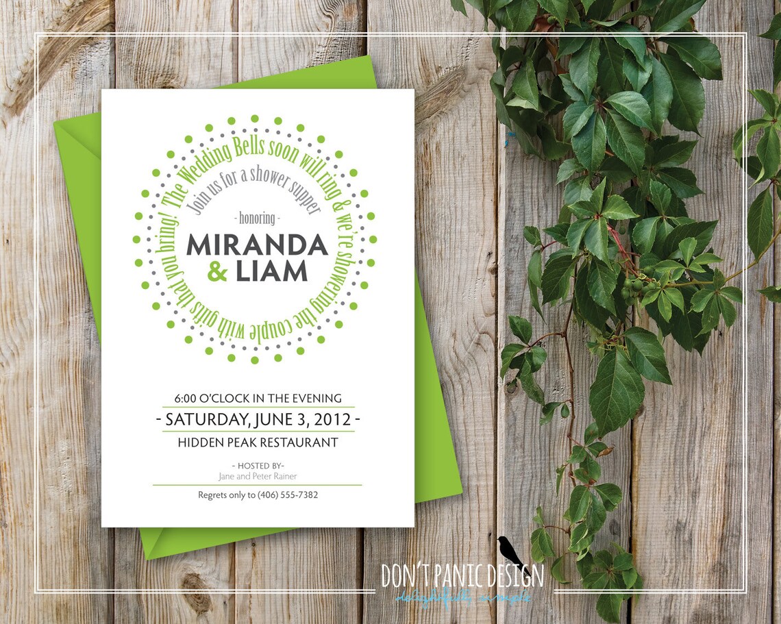 Lime Green Printable Couple's Shower Invitation Hipster - Etsy