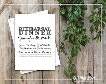 Printable Rehearsal Dinner Invitation - Rustic, Classic Rehearsal Dinner Invitation - Wedding Rehearsal Dinner - Custom Colors