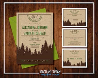 Printable Wedding Invitation Kraft Mountain - Nature Wedding - Outdoor Mountain Wedding - Custom Colors