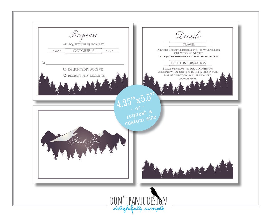Printable Mountain Wedding Invitation Suite With Elegant - Etsy