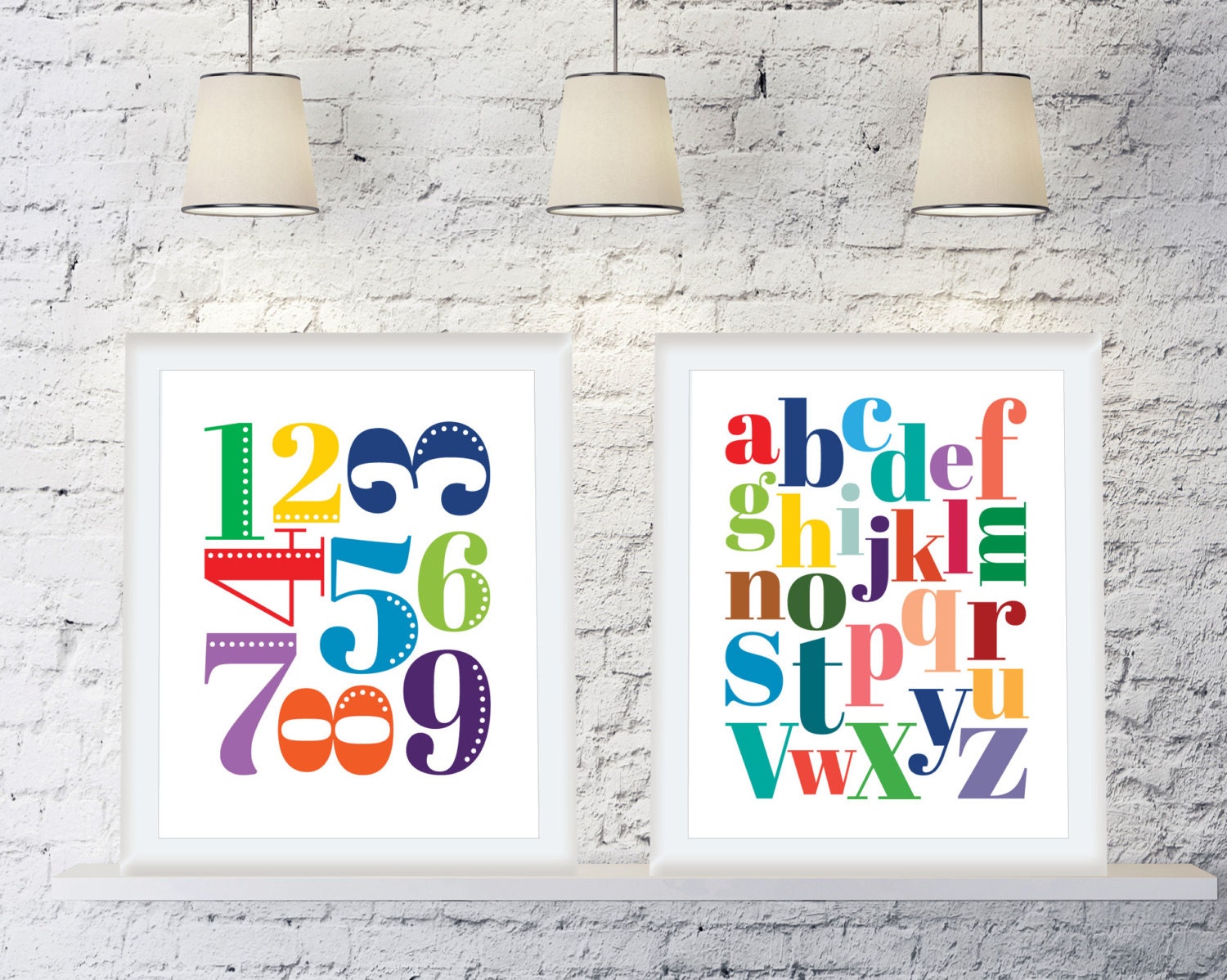 Printable Nursery Art Bright Alphabet Poster Kid's Etsy