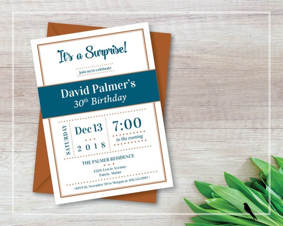 Printable Birthday Invitation Surprise Party Invitation | Etsy