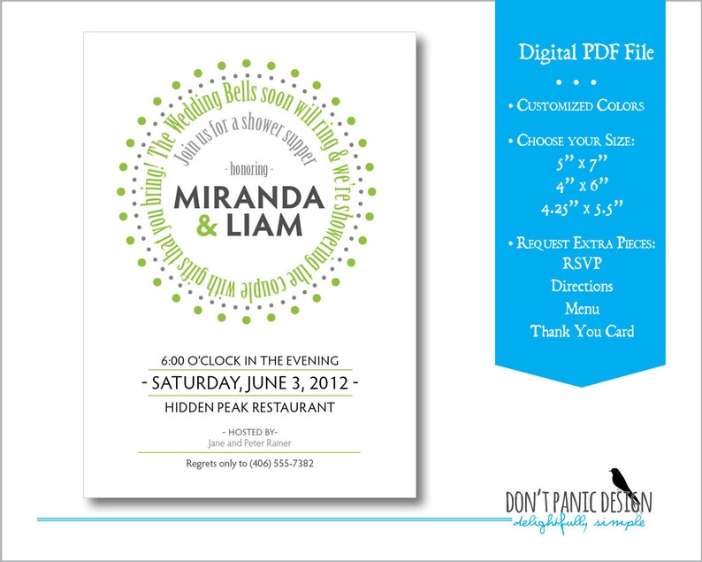 Lime Green Printable Couple's Shower Invitation Hipster Printable ...