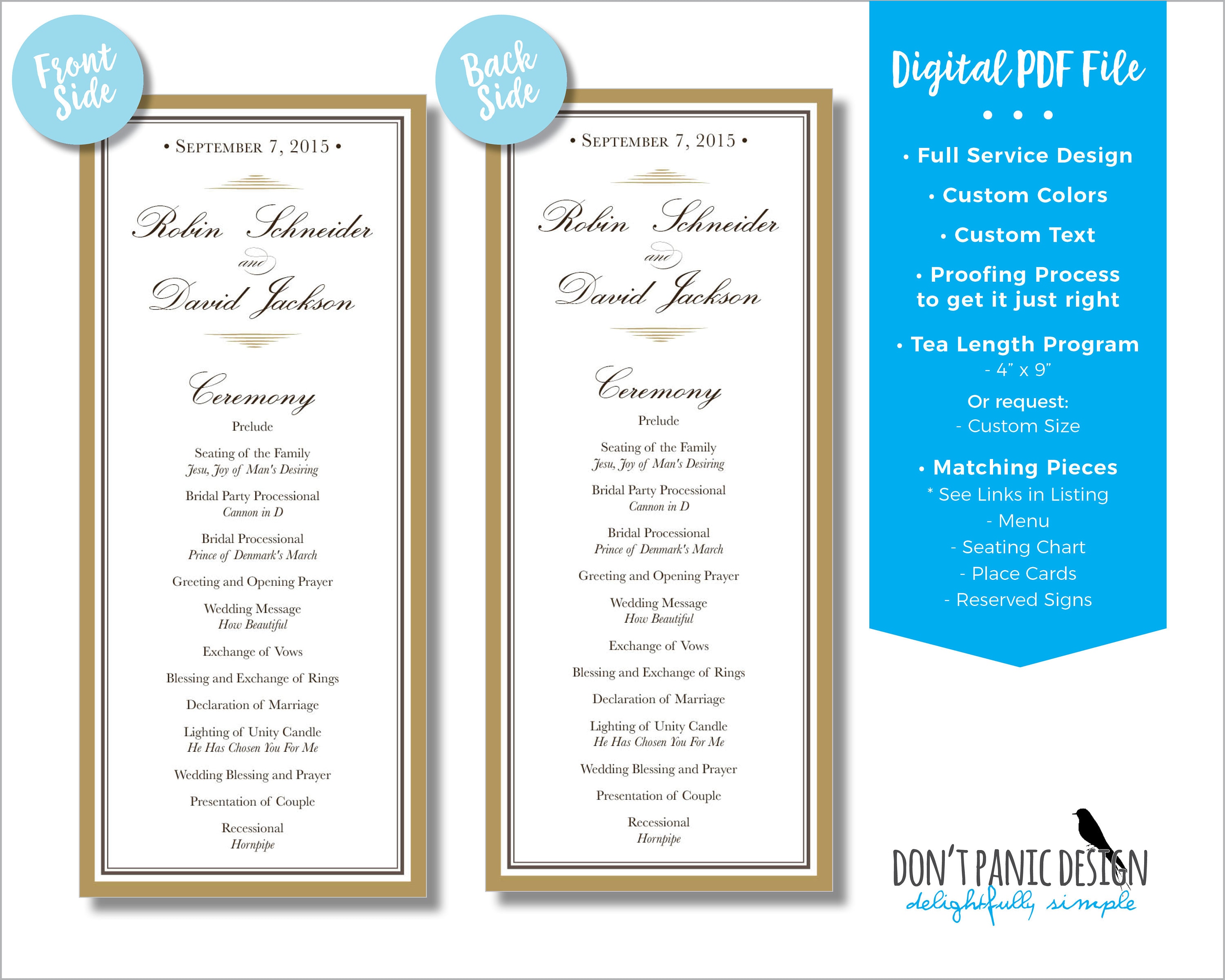 Elegant Printable Tea Length Wedding Program Elegant Wedding - Etsy