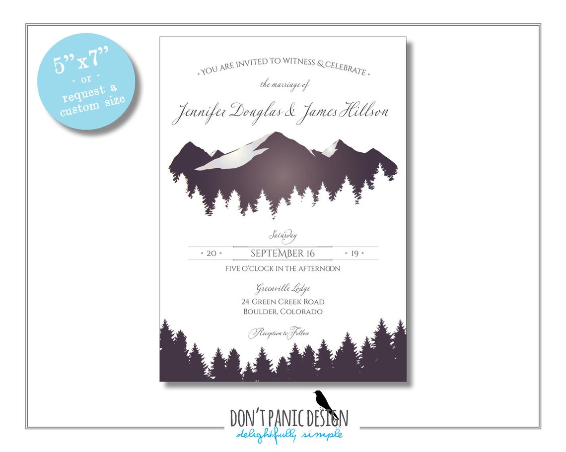 Printable Mountain Wedding Invitation Suite With Elegant - Etsy