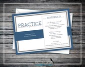 Simple Modern Rehearsal Dinner Invitation - Practice Makes Perfect Wedding Rehearsal Invitation - Slate Blue & Gray Custom Color Printable