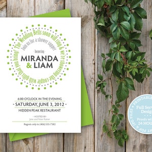 Lime Green Printable Couple&#39;s Shower Invitation - Hipster Printable Rehearsal Invitation - Printable Bridal Shower -  Baby Shower Invitation