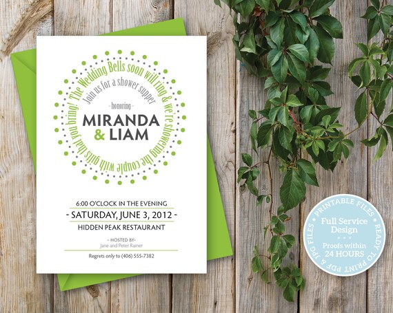 Lime Green Printable Couple's Shower Invitation Hipster | Etsy